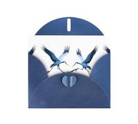 YYHWHJDE Blue Greeting Card Flying cranes on a branch Pattern for Christmas, Children's Birthday, Valentine's Day, and Party Invitation