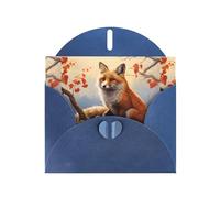 YYHWHJDE Blue Greeting Card Fox on a branch Pattern for Christmas, Children's Birthday, Valentine's Day, and Party Invitation