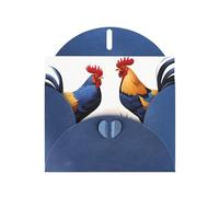 YYHWHJDE Blue Greeting Card French Roosters Prints for Christmas, Children's Birthday, Valentine's Day, and Party Invitation