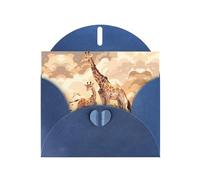 YYHWHJDE Blue Greeting Card Giraffe mother and child Pattern for Christmas, Children's Birthday, Valentine's Day, and Party Invitation