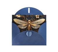 YYHWHJDE Blue Greeting Card Gold Exquisite Dragonfly Prints for Christmas, Children's Birthday, Valentine's Day, and Party Invitation