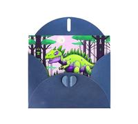 YYHWHJDE Blue Greeting Card Green dinosaur Pattern for Christmas, Children's Birthday, Valentine's Day, and Party Invitation