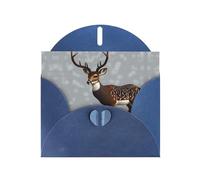 YYHWHJDE Blue Greeting Card Grey plum deer Pattern for Festive Birthday Party Invitation