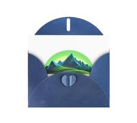 YYHWHJDE Blue Greeting Card Hills Under The Aurora Picture for Festive Birthday Party Invitation