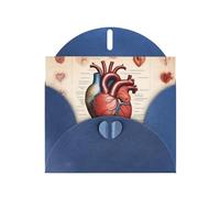 YYHWHJDE Blue Greeting Card Human Anatomy Heart Chart Prints for Christmas, Children's Birthday, Valentine's Day, and Party Invitation
