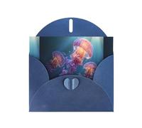 YYHWHJDE Blue Greeting Card Jellyfish in the ocean Pattern for Christmas, Children's Birthday, Valentine's Day, and Party Invitation