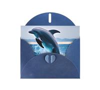 YYHWHJDE Blue Greeting Card Jumping up dolphins Prints for Christmas, Children's Birthday, Valentine's Day, and Party Invitation