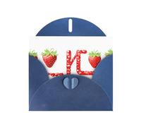 YYHWHJDE Blue Greeting Card Letters printed with strawberries Pattern for Christmas, Children's Birthday, Valentine's Day, and Party Invitation