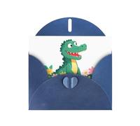 YYHWHJDE Blue Greeting Card Little crocodile on the flower boat Pattern for Christmas, Children's Birthday, Valentine's Day, and Party Invitation