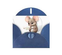 YYHWHJDE Blue Greeting Card Little mouse reading on the toilet Pattern for Christmas, Children's Birthday, Valentine's Day, and Party Invitation
