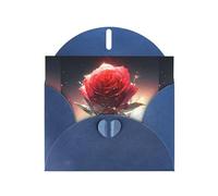 YYHWHJDE Blue Greeting Card Lonely Rose on the Planet Pattern for Festive Birthday Party Invitation
