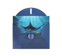 YYHWHJDE Blue Greeting Card Manta Ray and Fish Pattern for Christmas, Children's Birthday, Valentine's Day, and Party Invitation
