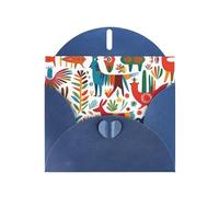 YYHWHJDE Blue Greeting Card Mexican Otomi Animals Pattern for Festive Birthday Party Invitation
