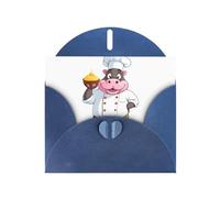 YYHWHJDE Blue Greeting Card Mighty Hippo Chef Pattern for Christmas, Children's Birthday, Valentine's Day, and Party Invitation