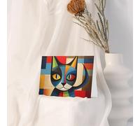 YYHWHJDE Blue Greeting Card Modern Art Cat Prints for Christmas, Children's Birthday, Valentine's Day, and Party Invitation