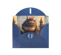 YYHWHJDE Blue Greeting Card Monster On The Stone Pier Pattern Perfect for Valentine's Day, Wedding Anniversary & Party Invitations