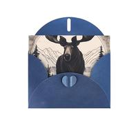 YYHWHJDE Blue Greeting Card Moose Bear Deer Prints for Christmas, Children's Birthday, Valentine's Day, and Party Invitation