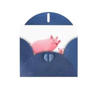 YYHWHJDE Blue Greeting Card Mother pig looking at her piglets Pattern for Festive Birthday Party Invitation
