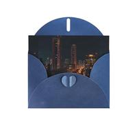 YYHWHJDE Blue Greeting Card Night view of the city Pattern for Festive Birthday Party Invitation