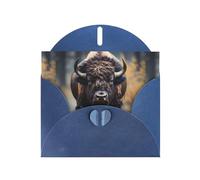 YYHWHJDE Blue Greeting Card North American bison Pattern Perfect for Valentine's Day, Wedding Anniversary & Party Invitations