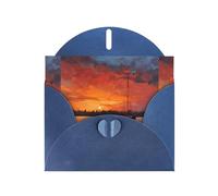 YYHWHJDE Blue Greeting Card Oil Painting Boat At Sunset Pattern Perfect for Valentine's Day, Wedding Anniversary & Party Invitations