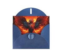 YYHWHJDE Blue Greeting Card Orange Red Phoenix Prints for Christmas, Children's Birthday, Valentine's Day, and Party Invitation
