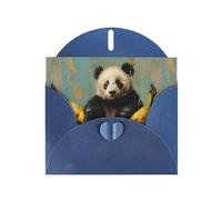 YYHWHJDE Blue Greeting Card Panda on a banana Pattern for Christmas, Children's Birthday, Valentine's Day, and Party Invitation