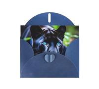 YYHWHJDE Blue Greeting Card Panther With Blue Eyes Pattern for Christmas, Children's Birthday, Valentine's Day, and Party Invitation