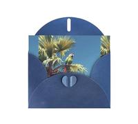 YYHWHJDE Blue Greeting Card Parrots On Palm Trees Pattern Perfect for Valentine's Day, Wedding Anniversary & Party Invitations