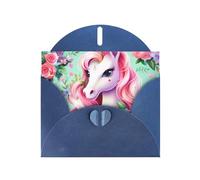 YYHWHJDE Blue Greeting Card Pink Unicorn Prints for Christmas, Children's Birthday, Valentine's Day, and Party Invitation