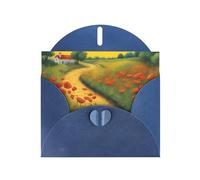 YYHWHJDE Blue Greeting Card Poppies Field Yellow Brick Road Prints for Christmas, Children's Birthday, Valentine's Day, and Party Invitation