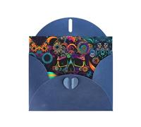 YYHWHJDE Blue Greeting Card Psychous Skeleton Pattern for Festive Birthday Party Invitation