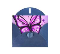 YYHWHJDE Blue Greeting Card Purple Butterfly Prints for Christmas, Children's Birthday, Valentine's Day, and Party Invitation