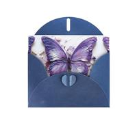 YYHWHJDE Blue Greeting Card Purple Oil Painting Butterfly Pattern for Christmas, Children's Birthday, Valentine's Day, and Party Invitation