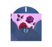 YYHWHJDE Blue Greeting Card Red and purple roses Pattern for Christmas, Children's Birthday, Valentine's Day, and Party Invitation