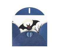YYHWHJDE Blue Greeting Card Red-eyed bat in the treetops Pattern for Christmas, Children's Birthday, Valentine's Day, and Party Invitation