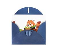 YYHWHJDE Blue Greeting Card Red panda eating salad Pattern for Festive Birthday Party Invitation