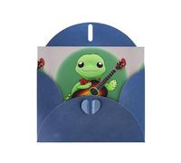 YYHWHJDE Blue Greeting Card Returnee Holding A Guitar Pattern Perfect for Valentine's Day, Wedding Anniversary & Party Invitations
