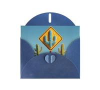 YYHWHJDE Blue Greeting Card Road Sign On A Cactus Pattern Perfect for Valentine's Day, Wedding Anniversary & Party Invitations
