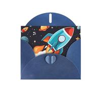 YYHWHJDE Blue Greeting Card rocket clipart space ship Prints for Christmas, Children's Birthday, Valentine's Day, and Party Invitation
