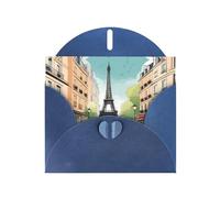 YYHWHJDE Blue Greeting Card Romantic Paris Eiffel Tower Bycicle Pattern for Festive Birthday Party Invitation