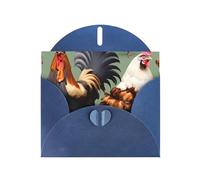 YYHWHJDE Blue Greeting Card Rooster and Chicken Prints for Christmas, Children's Birthday, Valentine's Day, and Party Invitation