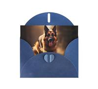 YYHWHJDE Blue Greeting Card Running german shepherd dog Pattern for Festive Birthday Party Invitation