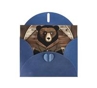 YYHWHJDE Blue Greeting Card Rustic Lodge Bear Prints for Christmas, Children's Birthday, Valentine's Day, and Party Invitation