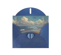 YYHWHJDE Blue Greeting Card Sea Lions Ashore Pattern Perfect for Valentine's Day, Wedding Anniversary & Party Invitations