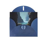 YYHWHJDE Blue Greeting Card Sea Water Between The Rocks Pattern Perfect for Valentine's Day, Wedding Anniversary & Party Invitations