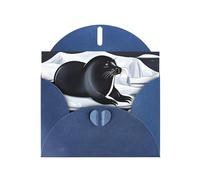 YYHWHJDE Blue Greeting Card Seals on ice Prints for Christmas, Children's Birthday, Valentine's Day, and Party Invitation