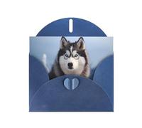 YYHWHJDE Blue Greeting Card Siberian Husky Pattern for Festive Birthday Party Invitation