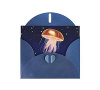 YYHWHJDE Blue Greeting Card Star Jellyfish Pattern Perfect for Valentine's Day, Wedding Anniversary & Party Invitations