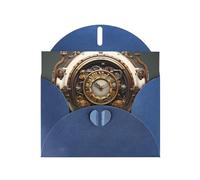 YYHWHJDE Blue Greeting Card Steampunk Clock Pattern for Festive Birthday Party Invitation